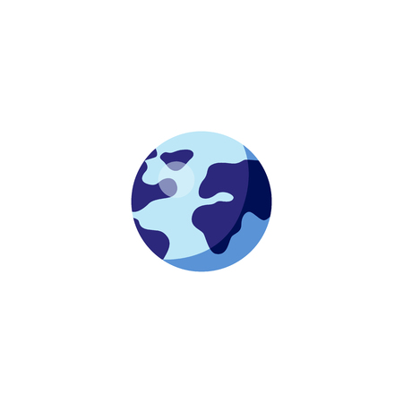Blue shade earth globe icon. Global planet symbol. geography travel. environment and internet object. Vector flat isolated illustration.のイラスト素材