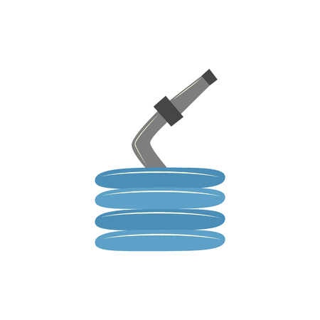 Water hose icon. Gardening irrigation, firefighter or fireman extinguishing equipment symbol. Fire prevention firefighting tool. Vector flat isolated illustrationのイラスト素材