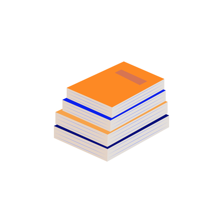 Stack of paper books with hardcover lying on some surface isolated on white background - reading flat element of education or literary leisure concept in vector illustration.のイラスト素材