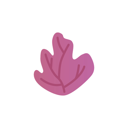 Vector illustration of fantasy bush or leaf colored in pink gradient isolated on white background -...