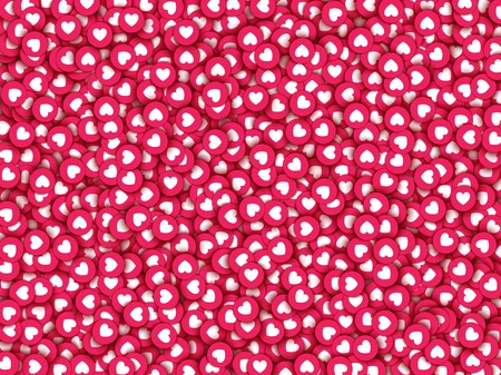 Vector social network background with like heart icons pattern for live stream video chat. Web...