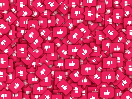 Vector social network background with like thumbs up icons pattern for live stream video chat. Web...