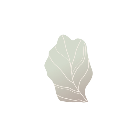 Vector illustration of fantasy shrub or plant leaf in flat gradient style - abstract forest or park bush with gray foliage isolated on white background. Decorative element for natural design.のイラスト素材