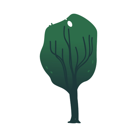 Vector abstract green tree with wide foliage, symbol of nature, ecology and organic products. Forest or garden plant with summer leaves. Isolated cartoon illustrationのイラスト素材