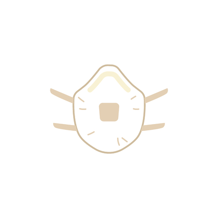 Vector protective gas mask respirator icon. Safety equipment for work in contaminated areas, or at dirty manufacturing. Professtional industrial safety wear, isolated illustrationのイラスト素材