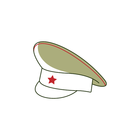 Vector 23 of february, Russian Defender of the Fatherland Day symbol icons peakless milirary cap with red star. National defence organisations holiday. Isolated illustrationのイラスト素材