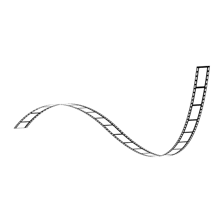 Vector curved film strip. Movie production tape, vintage cinematography symbol. Retro photography equipment, analog photo and video cameras object. Film-roll for entertainment designのイラスト素材