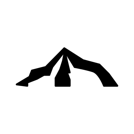 Silhouette of a mountain with one peak, vector isolated illustration on white background.のイラスト素材