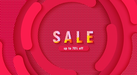 Vector abstract circle red background. Modern style business backdrop for poster, banner design. Promotion advertisements, sales and discounts decoration templates with space for text.のイラスト素材