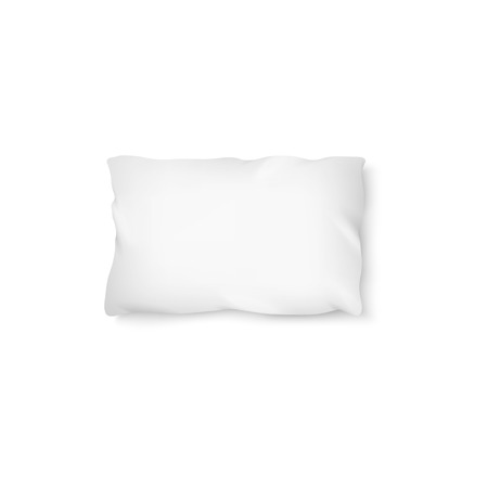 Blank pillow or cushion from white clean fabric 3d realistic vector illustration isolated on white background. Home textile object for bedding mockup design template.のイラスト素材
