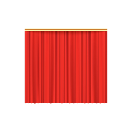 Red velvet curtain background for luxury theater performance event and cinema premiere, realistic scarlet silk fabric texture, isolated vector illustration on white background.のイラスト素材