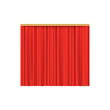 Red velvet curtain background for luxury theater performance event and cinema premiere, realistic scarlet silk fabric texture, isolated vector illustration on white background.