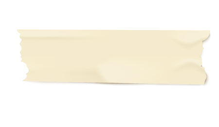 Piece of light yellow adhesive masking tape with realistic duct paper texture, isolated line strip with torn edges and wrinkles, used office stationery vector illustration on white backgroundのイラスト素材