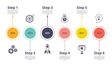 Timeline business steps infographic to presentation a company annual developmentのイラスト素材