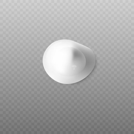 Realistic blop of body cream top view on transparent background. Drop or blob of cream, foam or lotion for skin and face care, vector realistic illustration on transparent background.のイラスト素材