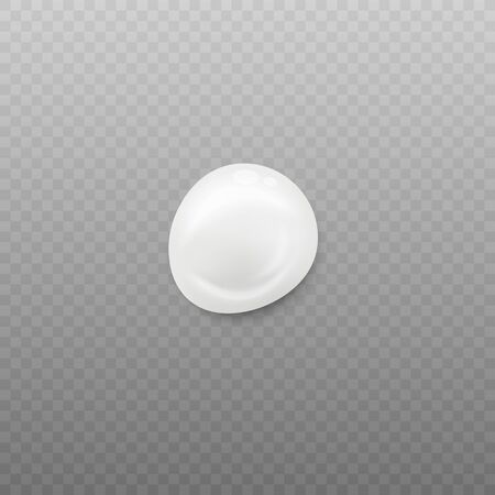 White cream blob with realistic shiny texture. Drop of light liquid moisturizer face cream or sunscreen lotion isolated on white background, sample drop of skin care product - vector illustrationのイラスト素材
