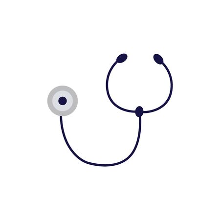 Stethoscope close up medical equipment flat vector icon illustration isolated on white background. Concept for medical healthcare tools or professional clinic treatment.のイラスト素材