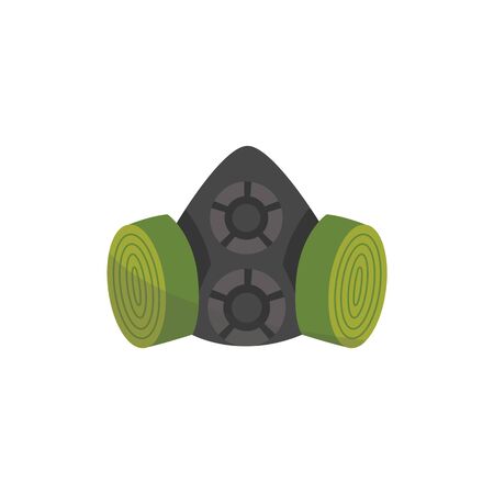 Respirator or mask with valve protects against dust vector illustration isolated on white background. Concept of industrial security and safety professional workplace.のイラスト素材