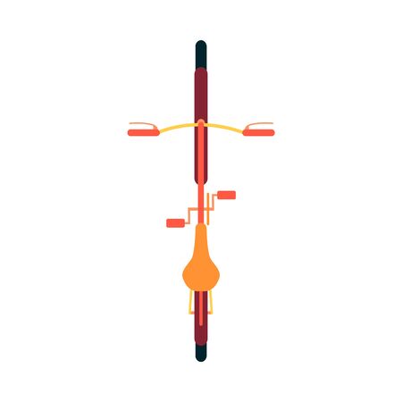 Top view of generic bicycle or bike in flat style vector illustration isolated on a white background. Symbol or icon of urban vehicle or extreme sport element.のイラスト素材