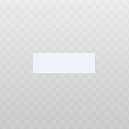 Oblong white rectangular sticker realistic style, vector illustration isolated on transparent background. Blank adhesive flag for labeling information or page markerのイラスト素材