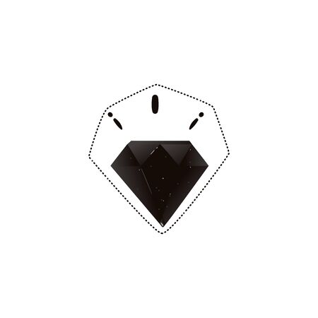 Sticker and icon of a beautiful black gothic fashion diamond. Isolated vector flat hand drawn illustration of black diamond.のイラスト素材