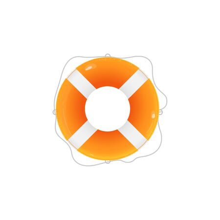 Inflatable life saving swimming ring or glossy rubber toy for water activity cartoon vector illustration isolated on white background. Accessory for beach and swimming pool.のイラスト素材