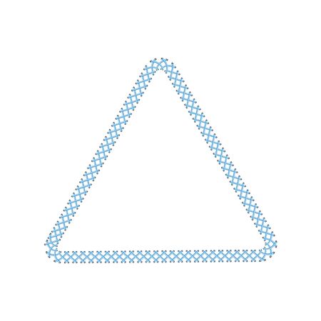 Stitched border or sewing seams fabric structure triangle geometric frame the vector illustration isolated on white background. Textile embroidery decorative imitation.のイラスト素材