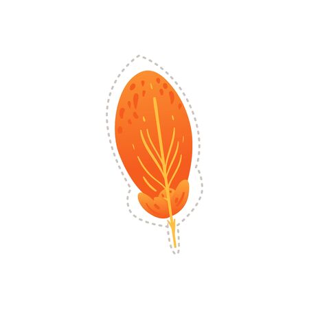 Yellow and orange bird feather drawing isolated on white backgroundのイラスト素材