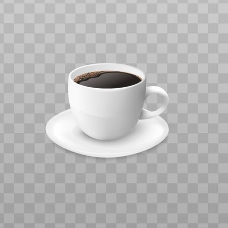 Realistic cup of black coffee in white cupのイラスト素材