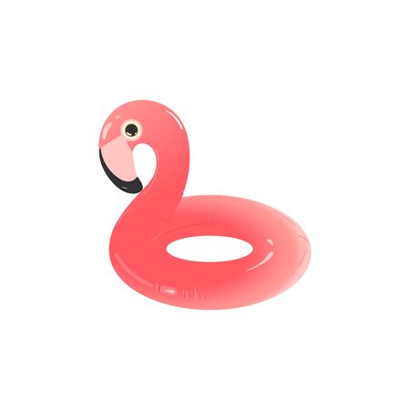 Flamingo shaped inflatable ring isolated on whiteのイラスト素材