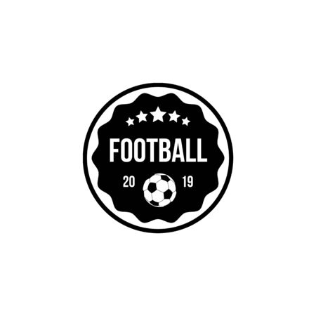 Football badge in a circle and shield with ball and stars. The concept of sport and competition, club and teams, isolated flat logo vector illustration.のイラスト素材
