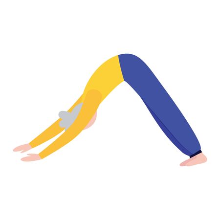 Old people doing exercises. Grandparents. Sport. Vector isolated illustration. Cartoon character.のイラスト素材