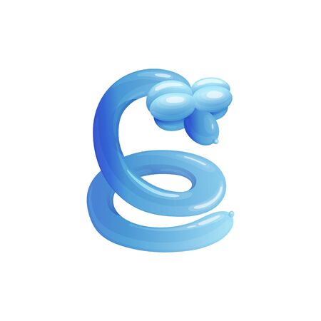 Funny balloon snake toy for children realistic vector illustration isolated on white background. Kids birthday party or circus entertainment inflated rubber bubble object.のイラスト素材