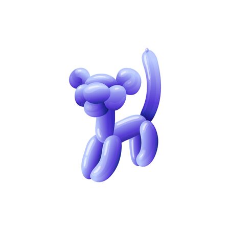 Blue balloon animal toy isolated on white background - tiger or cat shaped birthday party entertainment craft from twisted balloons. Vector illustrationのイラスト素材