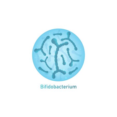 Bifidobacterium or lactobacillus, health keeping microorganism vector illustration isolated on white background. Label or mark for milk diet products and supplements.のイラスト素材