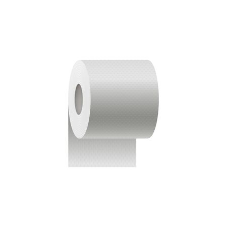 Toilet paper roll 3d realistic vector mockup illustration isolated on white background. Hygienic product for restroom - single object template or layout.のイラスト素材