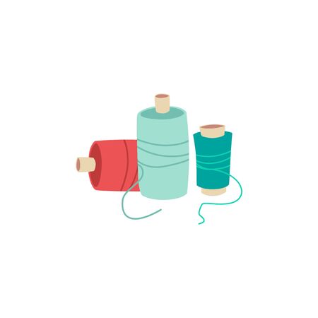 Colorful sewing thread spools isolated on whiteのイラスト素材