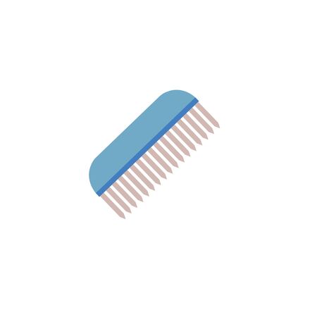 Blue hair comb - flat icon isolated on white background. Simple beauty accessory for hair styling - single hairbrush symbol vector illustration.のイラスト素材
