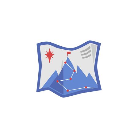 Tourists map icon with alps route and mountain peak imageのイラスト素材
