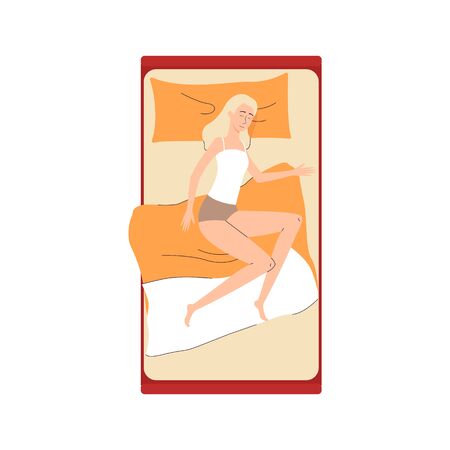 Woman cartoon character sleeping in bedのイラスト素材