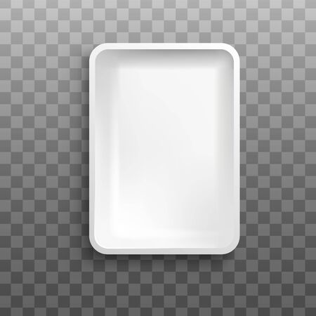White rectangle foam tray from top view isolated on transparentのイラスト素材