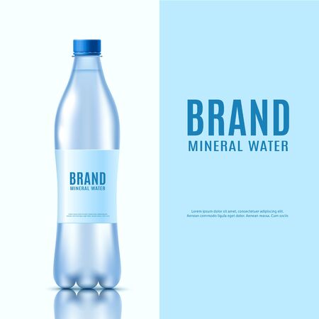 Mineral drinking water advertising banner template realistic vector illustration isolated on white background. Promotion and brand identity design presentation mockup.のイラスト素材