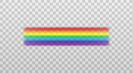 Mockup of rainbow spectrum colors straight decorative element, realistic vector illustration isolated on transparent background. Iris arch Illumination effect.のイラスト素材