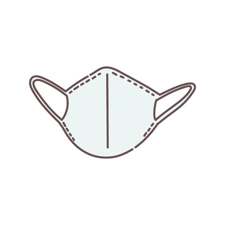 Plain white medical face mask icon isolated on white background - health protection equipment for coronavirus or other respiratory disease. Flat vector illustration.のイラスト素材