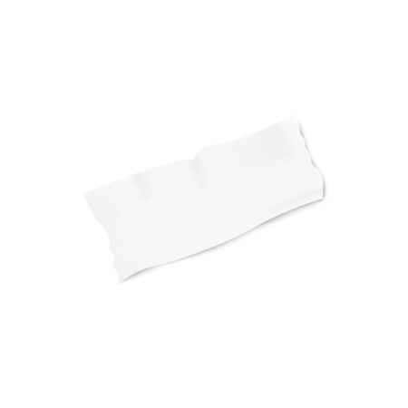 Adhesive or masking white blank tape realistic vector illustration mockup isolated on white background. Sticky paper label piece or scotchs strip template.のイラスト素材