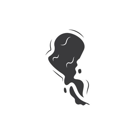 Black smog puff or smoke cloud vector icon illustration isolated on white background. Abstract shape steam or gas element cartoon flat style bubble.のイラスト素材