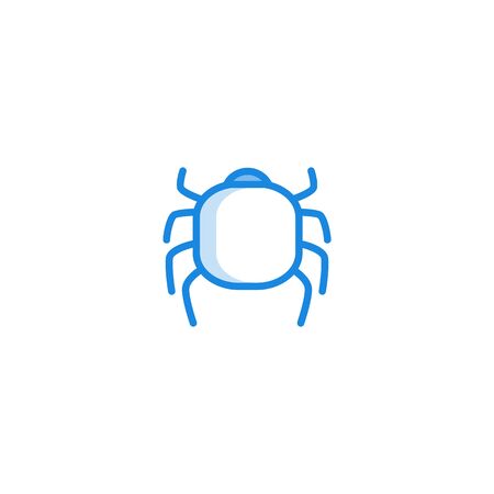 Allergy symptoms concept. Beetle, mite or bug as common insect allergen in blue outline icon style. Allergic intolerance to food, insects or pollen. Medical healthcare problem. Vector illustrationのイラスト素材