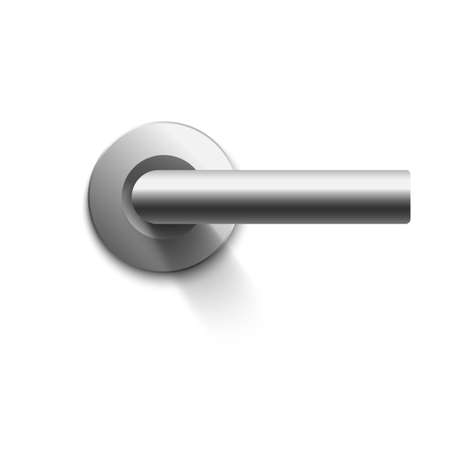 Metal handle or knob of entrance or room door template, realistic vector illustration isolated on white background. Interior decor element of house doorway.のイラスト素材