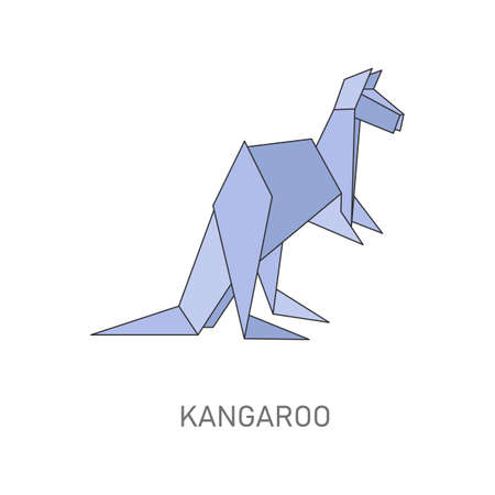 Wild animal the kangaroo origami or folded paper creative design vector illustration isolated on white background. Geometric polygonal animal shape.のイラスト素材