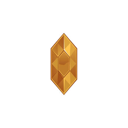 Rhombus yellow diamond or topaz gem crystal icon, cartoon vector illustration isolated on white background. Rhinestone decorative element for prints and game design.のイラスト素材